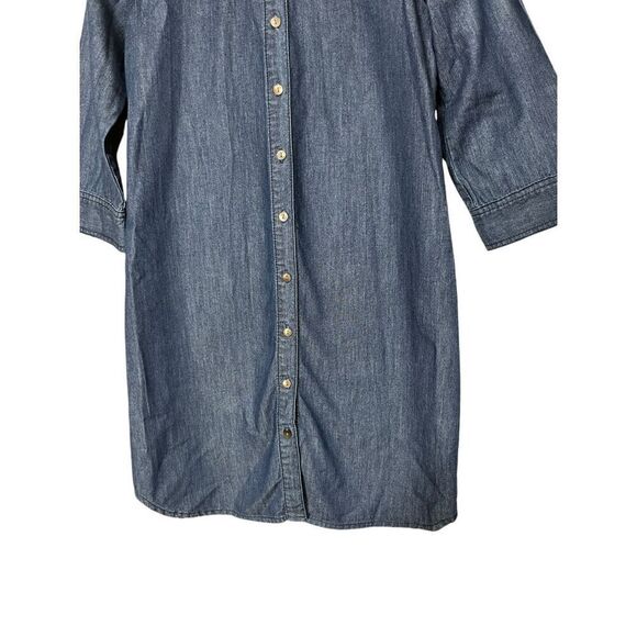 Liz Claiborne Denim Dress Button 3/4 Length Sleeve Size 4 Petite - Picture 3 of 7